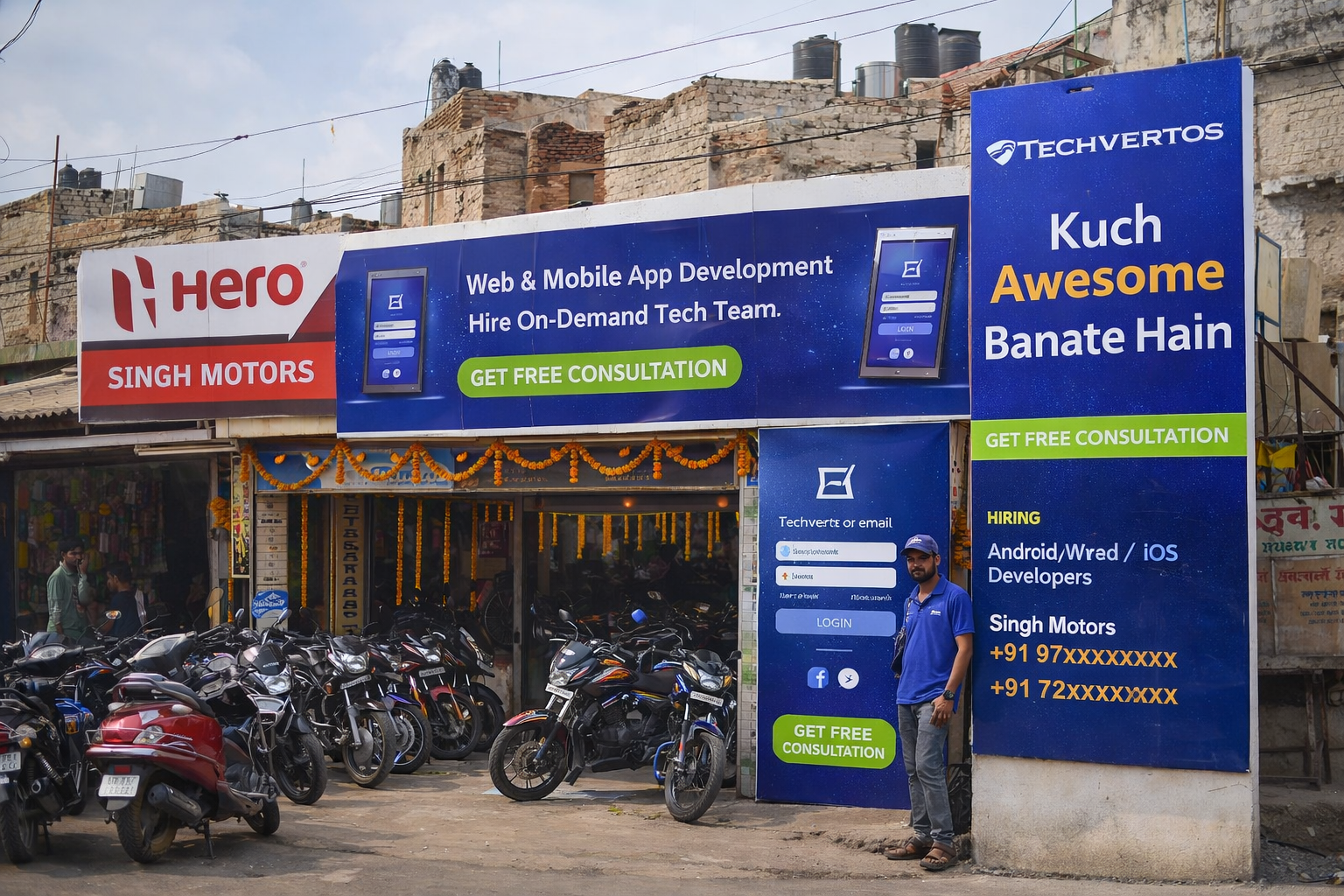 Car dealer showroom sign and branding